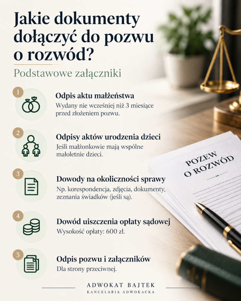 załączniki do pozwu o rozwód